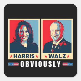 Adesivo Quadrado Harris Walz 2024 Obviamente