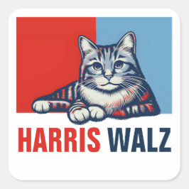 Adesivo Quadrado Harris Walz 2024 Obviamente Blue Cat