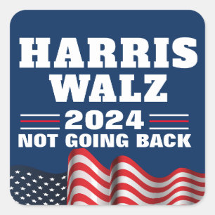 Adesivo Quadrado Harris Walz 2024 Vote Democrata