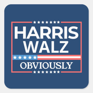 Adesivo Quadrado Harris Walz. Obviamente. Kamala Harris Tim Walz