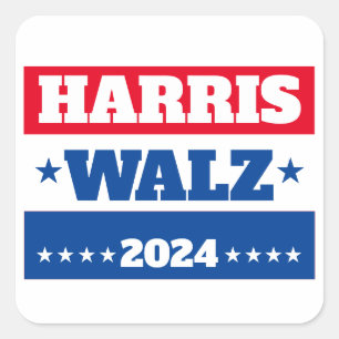 Adesivo Quadrado Harris Walz Tim Walz 2024 Campaign Blue Red