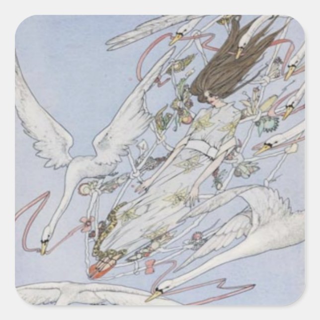 Adesivo Quadrado Harry Clarke Wild Swans Square Sticker (Frente)