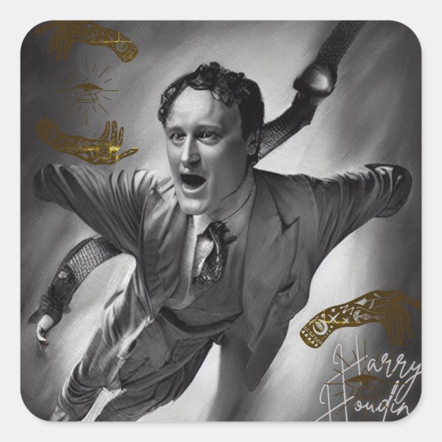 Adesivo Quadrado Harry Houdini Stickers Retrair Art Pop Art (Frente)