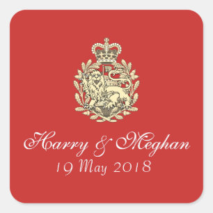 Adesivo Quadrado Harry Meghan Royal Wedding Red Stickers (Quadrado)