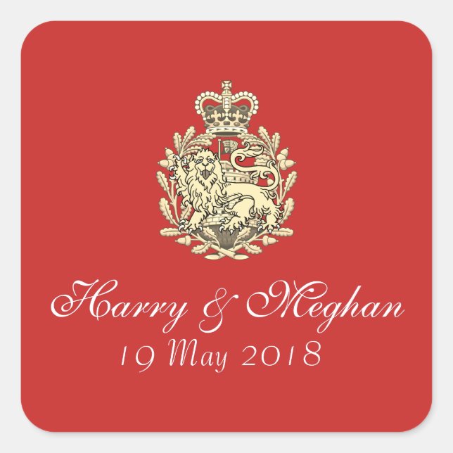 Adesivo Quadrado Harry Meghan Royal Wedding Red Stickers (Quadrado) (Frente)