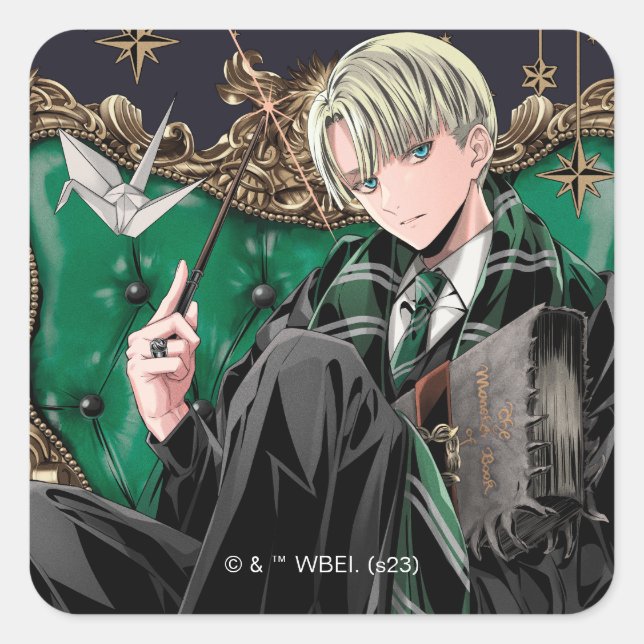 Adesivo Quadrado HARRY POTTER™ | Anime Draco Malfoy Seated (Frente)