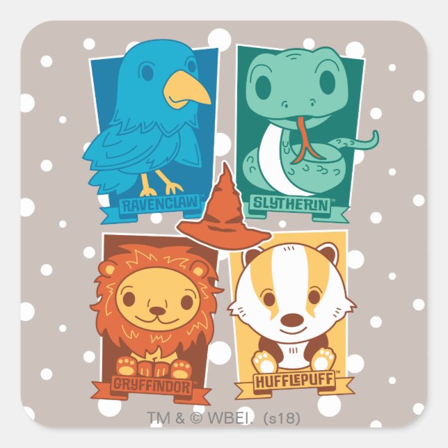 ADESIVO QUADRADO HARRY POTTER™ | CASAS DE HOGWARTS™ (Frente)