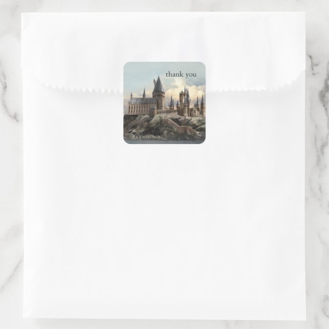 Adesivo Quadrado Harry Potter | Chá de fraldas Hogwarts Obrigado (Bolsa)