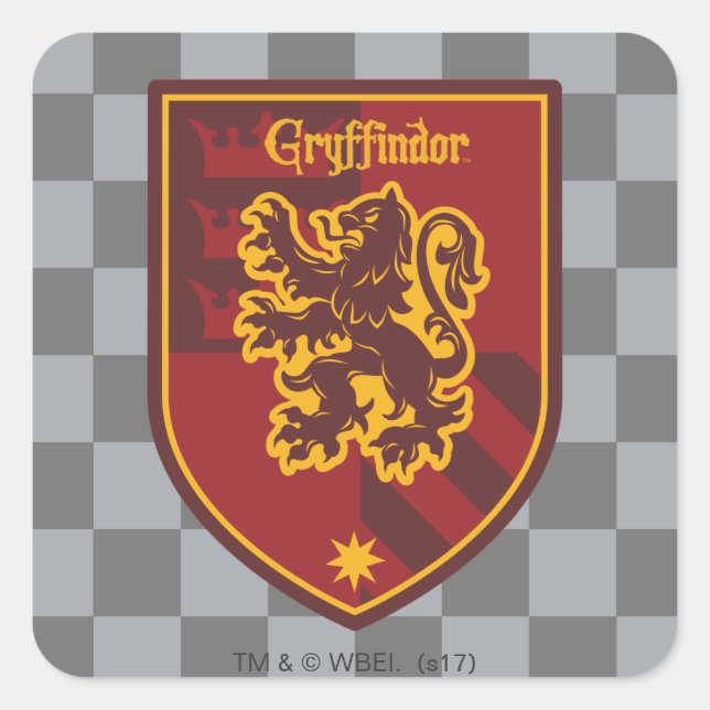 Adesivo Quadrado Harry Potter | Gryffindor House Pride Crest (Frente)