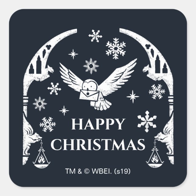 Adesivo Quadrado HARRY POTTER™ Hedwig Delivering Holiday Letter (Frente)