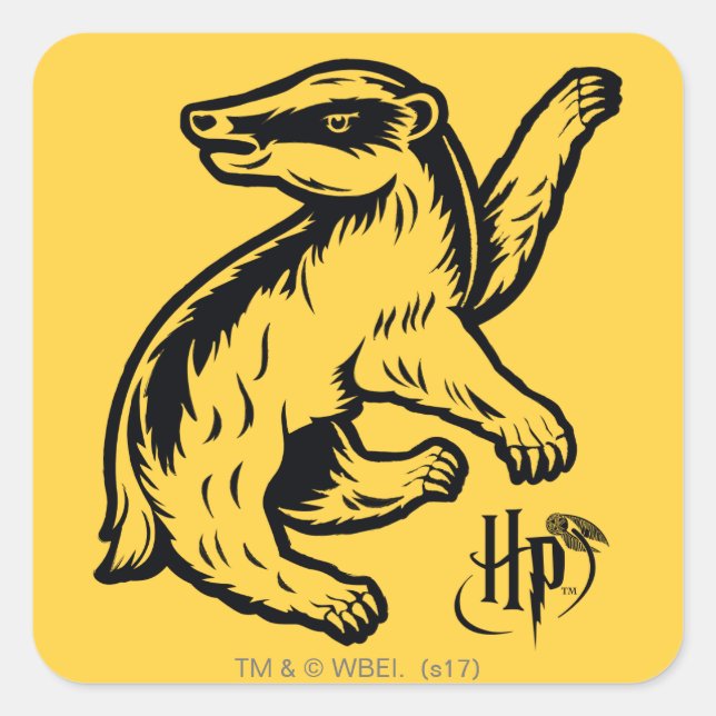 Adesivo Quadrado Harry Potter| Ícone de Badger Hufflepuff (Frente)