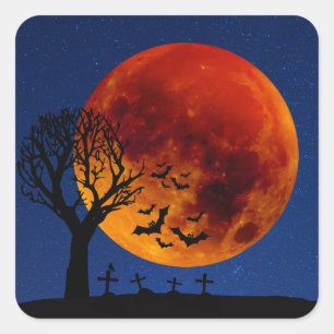 Adesivo Quadrado Harvest Moon Halloween