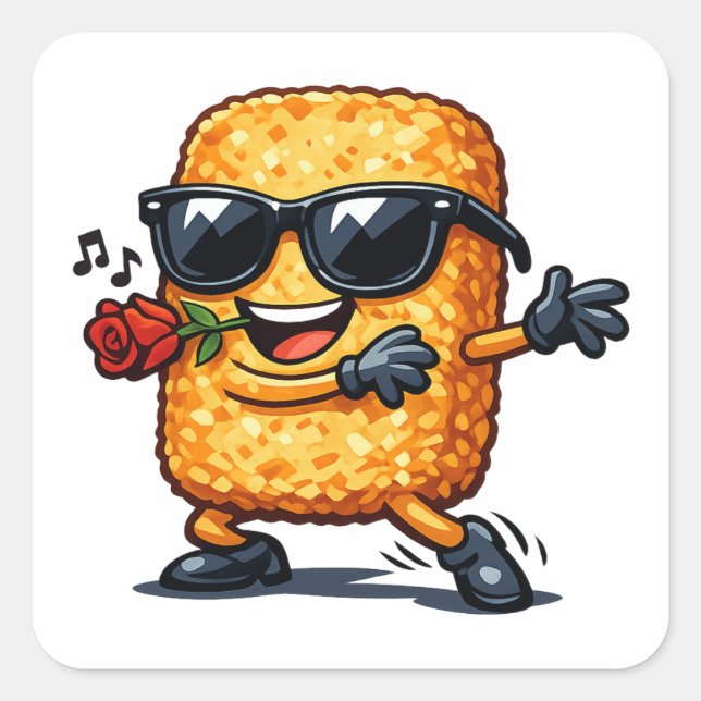 Adesivo Quadrado Hash Brown Dançante (Frente)