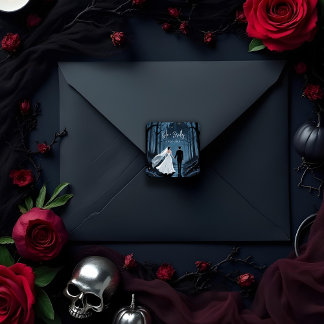 Adesivo Quadrado Haunted Castle Halloween Wedding or Engagement