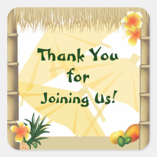 Adesivo Quadrado Havaiana Luau Party Favor Sticker