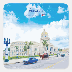 Adesivo Quadrado Havana, Cuba - Alma Clássica Vintage