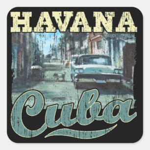 Adesivo Quadrado Havana Cuba Grafite Street Art - Love Habana