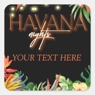 Adesivo Quadrado Havana Nights, Havana Nights Party, Tropical