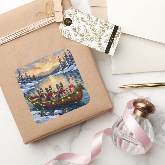 Adesivo Quadrado Havanese Christmas Boat Holiday (Presentear)