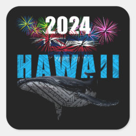 ADESIVO QUADRADO HAWAII 2024 FOGOS TRIBAIS POLINESIANOS DE HUMPBACK