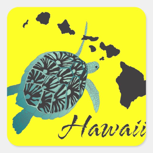 Adesivo Quadrado Hawaii Sea Turtle (Frente)