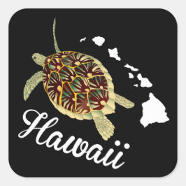 Adesivo Quadrado Hawaii Turtle