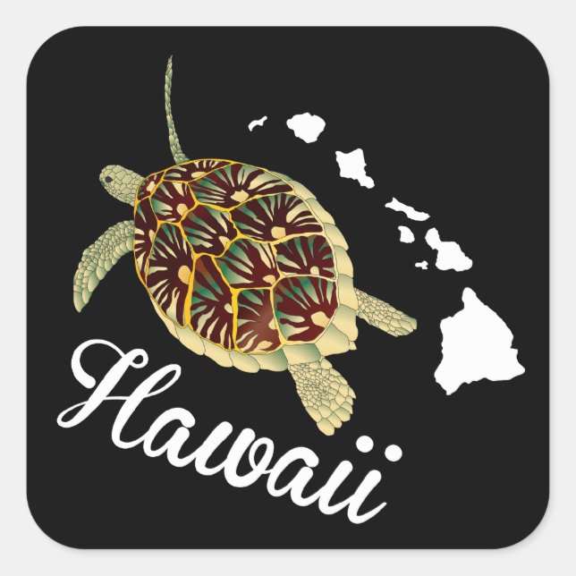 Adesivo Quadrado Hawaii Turtle (Frente)