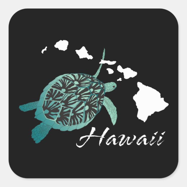 Adesivo Quadrado Hawaii Turtle (Frente)