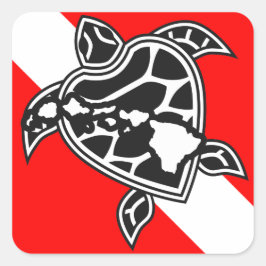 Adesivo Quadrado Hawaii Turtle Dive Flag