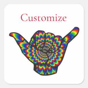 Adesivo Quadrado Hawaiian Shaka Psychedelic Thunder_Cove