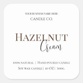 Adesivo Quadrado Hazelnut Cream | Cozy Neutral Soy Candle Label