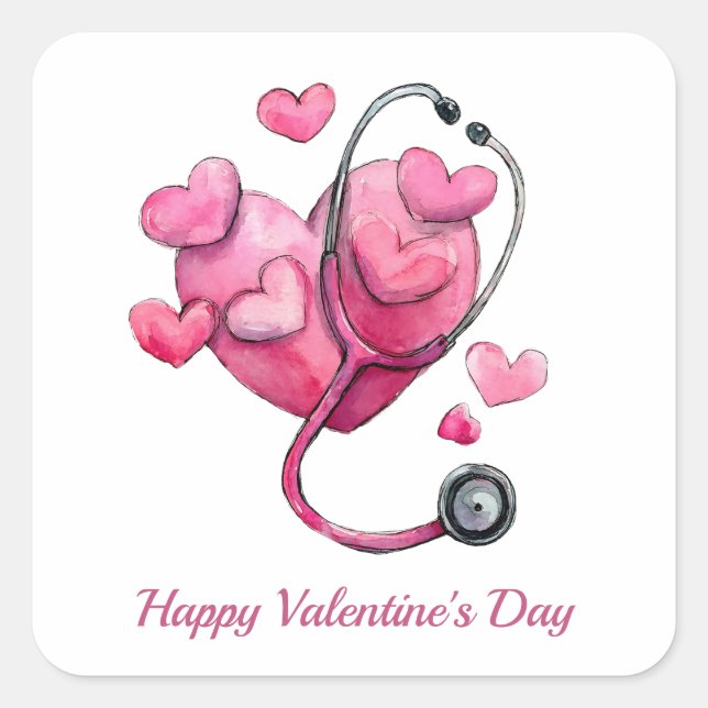 Adesivo Quadrado Healing Hearts Valentine Design (Frente)