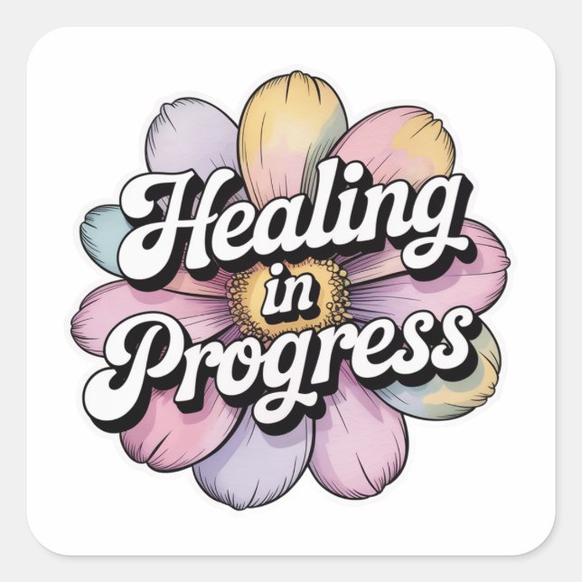 Adesivo Quadrado Healing in Progress Gentle Reminder Sticker (Frente)