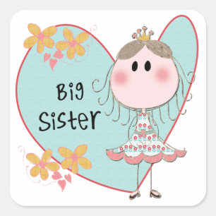 Adesivo Quadrado Heart Big Sister