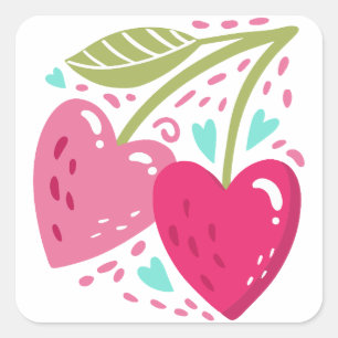 Adesivo Quadrado Heart Cherries