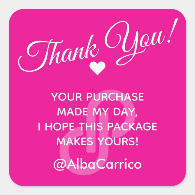 Adesivo Quadrado Heart Poshmark Obrigado (Frente)