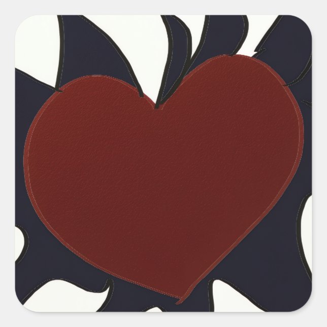 Adesivo Quadrado Heart with Black Flames Square Stickers (Frente)