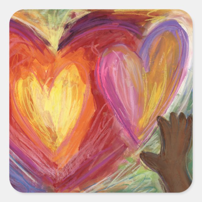 Adesivo Quadrado Hearts & Hands Love Diversity Art Decal Stickers (Frente)