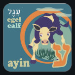 Adesivo Quadrado Hebraico Aleph-Bet Animal Stickers-Ayin<br><div class="desc">Hebraico Aleph Bet Sticker-Learning Hebraico pode ser divertido com autocolantes de animais. Um animal por cada letra do Aleph-Bet.</div>