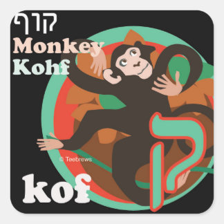 Adesivo Quadrado Hebraico Aleph-Bet Animal Stickers-Kof