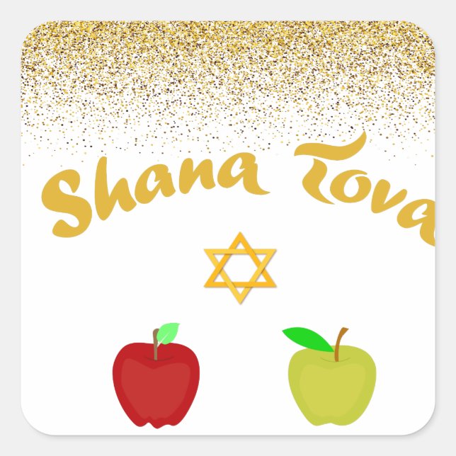 Adesivo Quadrado Hebrew Shana Tova Star David (Frente)