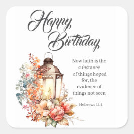 Adesivo Quadrado Hebrews 11:1 Christian Birthday Wishes