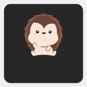 Adesivo Quadrado Hedgehog Gift Cartoon de Dedo Médio Animais Engraç