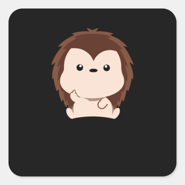 Adesivo Quadrado Hedgehog Gift Cartoon de Dedo Médio Animais Engraç (Frente)