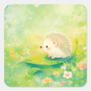 Adesivo Quadrado Hedgehog Haven em um Jardim dos Sonhos