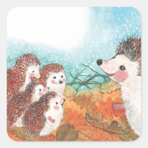 Adesivo Quadrado Hedgehogs conversando entre si Ilustração