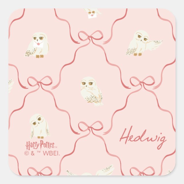 Adesivo Quadrado Hedwig Pink Ribbon Pattern (Frente)
