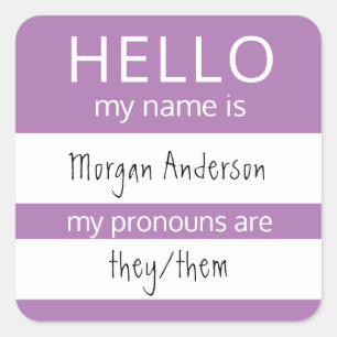 Adesivo Quadrado HELLO Personalizado Meu Nome Pronounounes É Crach