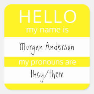 Adesivo Quadrado HELLO Personalizado Meu Nome Pronounounes É Crach