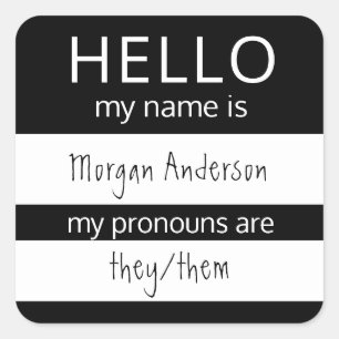 Adesivo Quadrado HELLO Personalizado Meu Nome Pronounounes É Crach